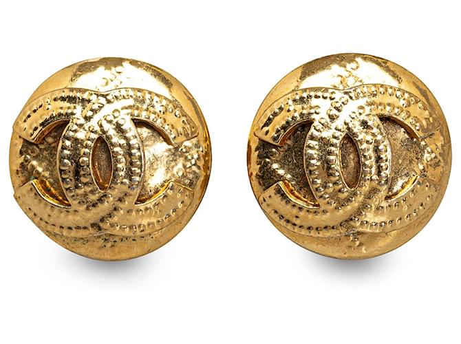 Brincos Chanel Gold CC Clip On Dourado Metal Banhado a ouro  ref.1231224