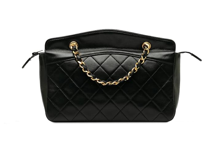 Chanel Black Quilted Lambskin Chain Shoulder Bag Leather  ref.1231254
