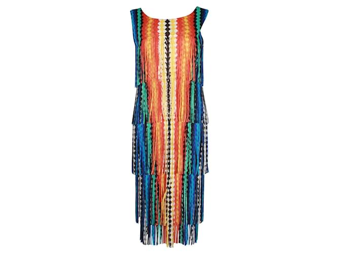 Pleats Please Multicolor Pleated Dress with Fringes Polyester  ref.1231298