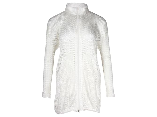 Pleats Please Ivory Laser Cut Blouse with Back Zipper White Cream Polyester  ref.1231308