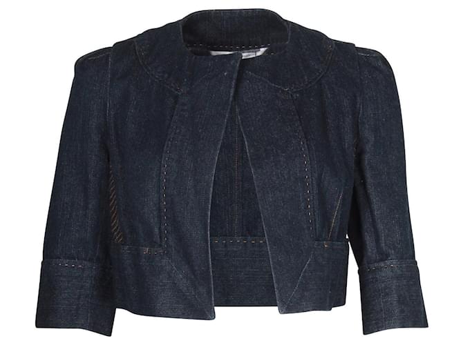 Diane Von Furstenberg Vêtements d'extérieur courts en jean Coton Bleu Bleu Marine  ref.1231318