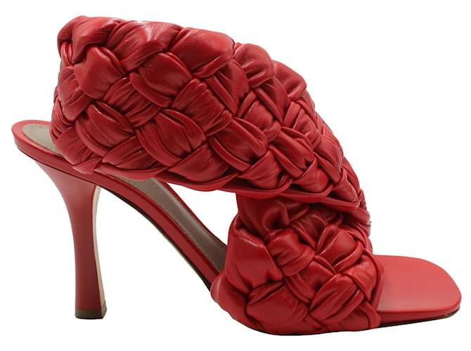 Bottega Veneta Red Braided Heels Leather  ref.1231327