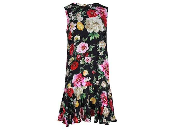 Dolce & Gabbana Ruffle Bottom Floral Dress Viscose Cellulose fibre  ref.1231351