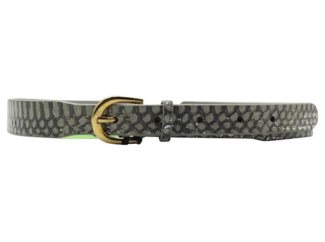 Shanghai Tang Cinturón de piel de serpiente de agua gris y plateado Plata Metálico Cuero  ref.1231353