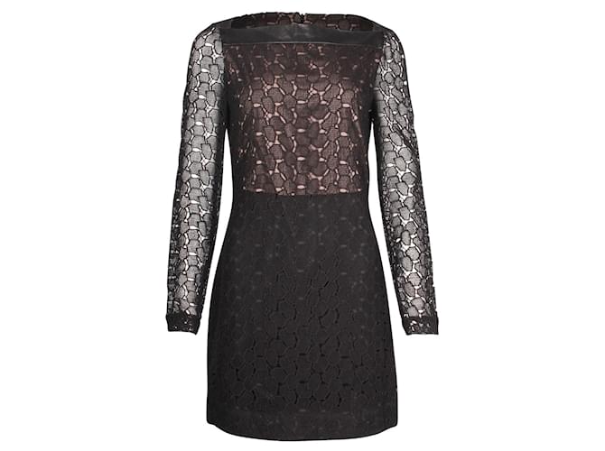 Diane Von Furstenberg Sarita Pebble Lace Dress Noir  ref.1231357