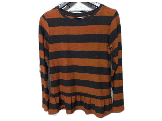 Autre Marque Camiseta listrada de algodão preta e avelã Preto