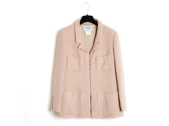 Chanel AH1998 Veste FR38/40 Jacket FW1998 Pink Beige Wool Laine Rose  ref.1231498