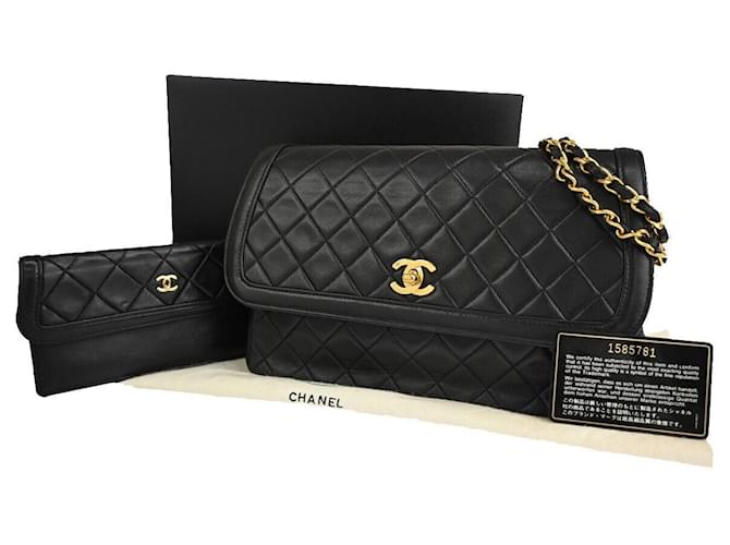 Timeless Chanel Matelassé Black Leather  ref.1231552