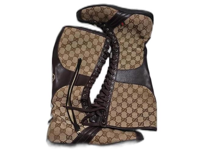 Gucci BOOTS Coton Marron clair  ref.1231652