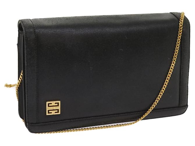 GIVENCHY Chain Shoulder Bag Leather Black Auth bs11720  ref.1231712