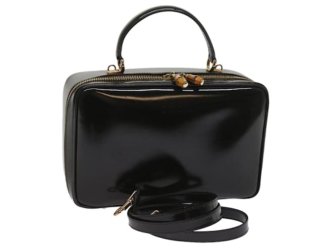 GUCCI Bamboo Hand Bag Patent leather 2way Black 000 2122 auth 65052  ref.1231723