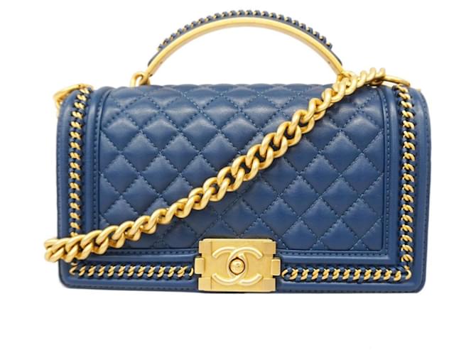 Chanel Boy Blue Leather  ref.1231904