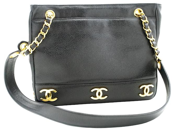 Classique Chanel Triple Coco Cuir Noir  ref.1231919