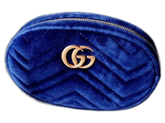 Marmont Gucci Gürteltasche Blau Samt