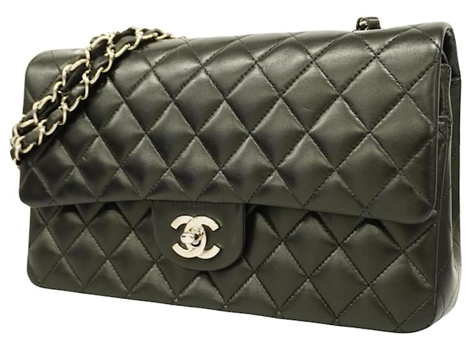 Classique Chanel Double Flap Cuir Noir  ref.1231979