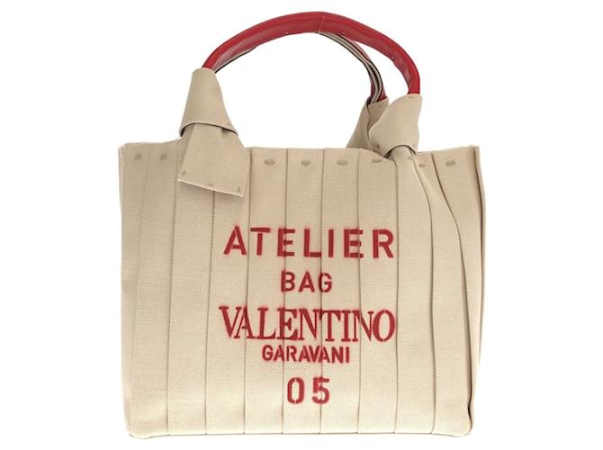 Atelier-Tasche von Valentino Garavani 05 Beige Leinwand  ref.1232025