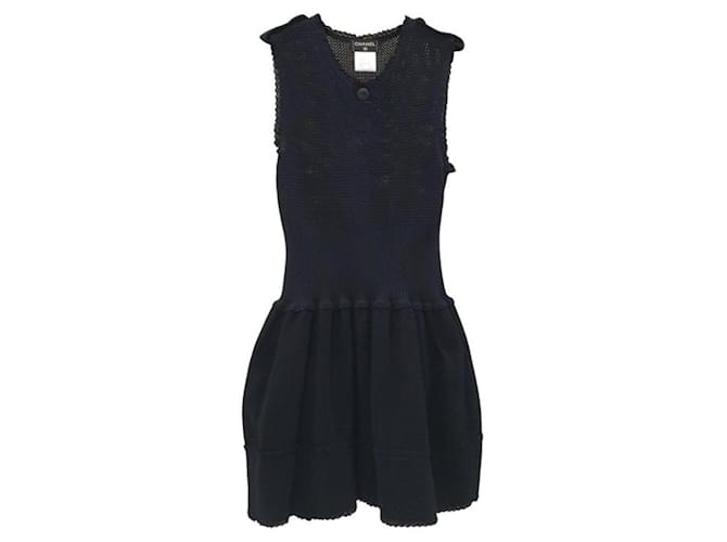 CHANEL Ärmelloses schwarzes Kleid aus Baumwolle von Coco Mark  ref.1232073
