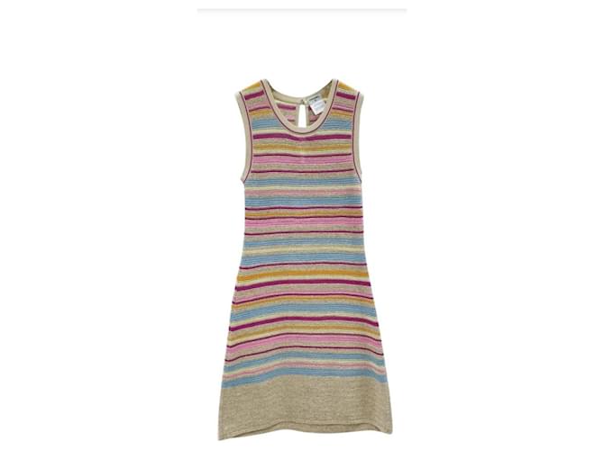 Chanel Multicolor Striped Cotton Knit Sleeveless Dress Multiple colors  ref.1232086