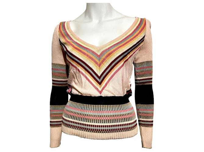 Missoni V-neck rib knit sweater Multiple colors Cotton Viscose  ref.1232120