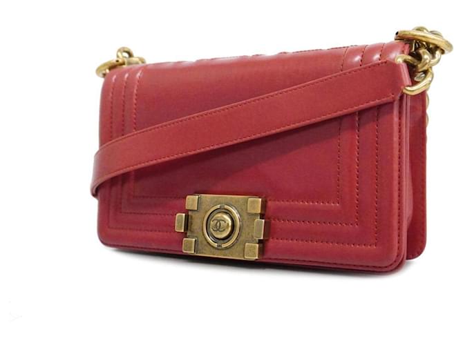 Chanel Boy Red Leather  ref.1232279