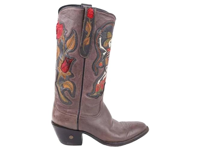 Céline Leather cowboy boots Brown  ref.1232310