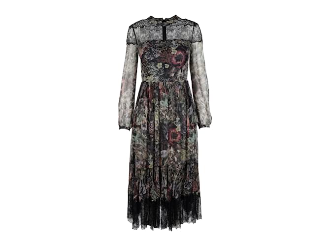 Red Valentino Lace Trimmed Floral Print Dress Multiple colors Silk  ref.1232314