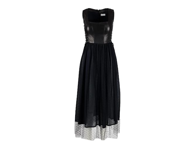 Red Valentino Leather Corset and Tulle Dress Black  ref.1232315
