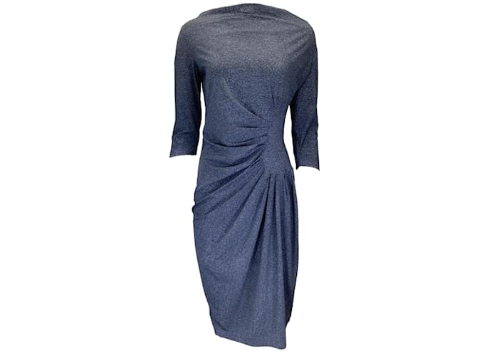 Autre Marque Chiara Boni Blue Multi Francesca Print Ruched Nylon Dress Synthetic  ref.1232353