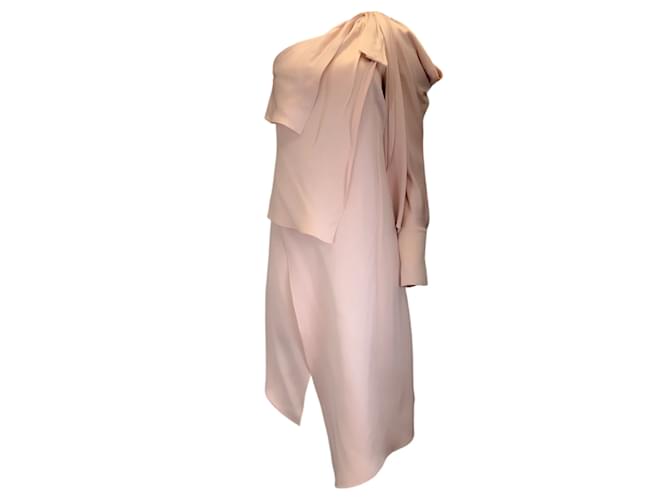Autre Marque Monse Blush Pink One Shoulder Satin Midi Dress Viscose  ref.1232356