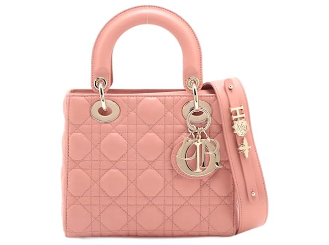 Lady Dior Small My ABCDior Cannage Lambskin Leather 2-Ways Tote Bag Pink  ref.1232357