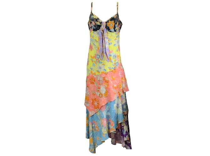 Peter Pilotto Multicolored Printed Crepe Long Day Dress / Cami Dress Multiple colors Viscose  ref.1232367