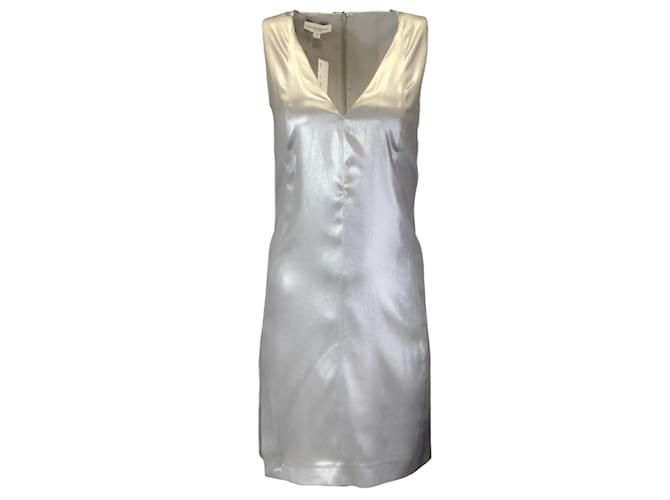 Autre Marque Narciso Rodriguez Silver Metallic Sleeveless Silk Satin Dress in Mercury Silvery  ref.1232373