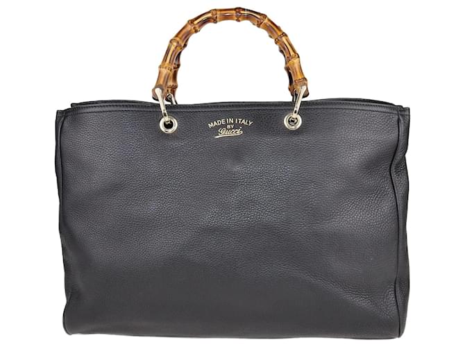 Gucci Grand cabas noir à poignée en bambou Cuir  ref.1232385