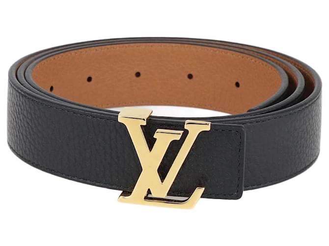 Louis Vuitton Black Slim LV Initiales Reversible Belt Leather  ref.1232386