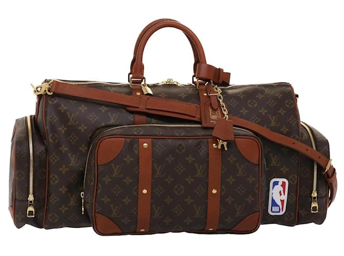 LOUIS VUITTON Monogramme NBA Sac de sport Boston Bag Toile Marron  ref.1232407