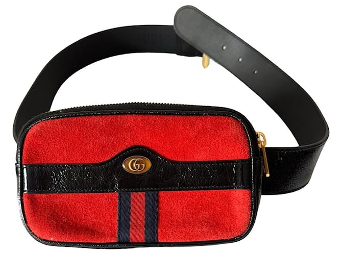 gucci orphidia mini fanny pack Black Red Patent leather  ref.1232437