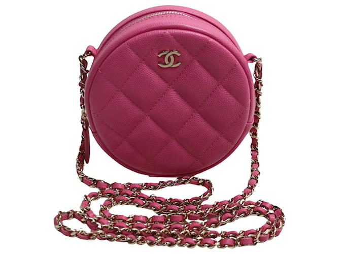 Timeless Chanel Round Mini Pink Leather  ref.1232468