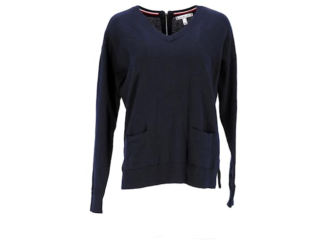 Tommy Hilfiger Damen-Sweatshirt mit Reißverschluss hinten Marineblau Baumwolle  ref.1232519