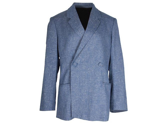 Totême Loreo Übergroßer, gefütterter Melange-Blazer aus blauer Baumwolle