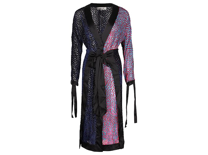 Diane Von Furstenberg Robe Portefeuille Kimono En Velours Dévoré En Viscose Multicolore Fibre de cellulose  ref.1232546