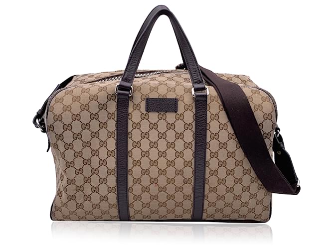 Gucci Sac de voyage de week-end en toile monogramme beige avec sangle  ref.1232568