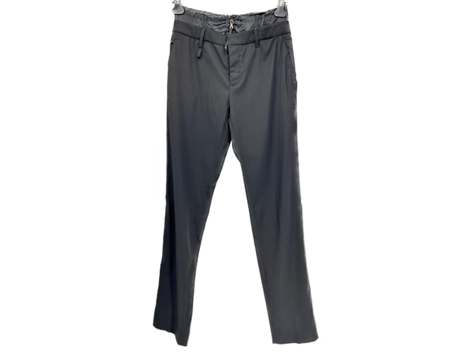 Double PRADA Pantalon T. ca 38 Wool Laine Gris  ref.1232723