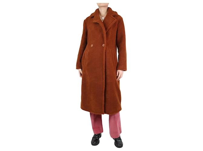 Maje Manteau polaire en peluche marron rouille - taille UK 8 Polyester  ref.1232787