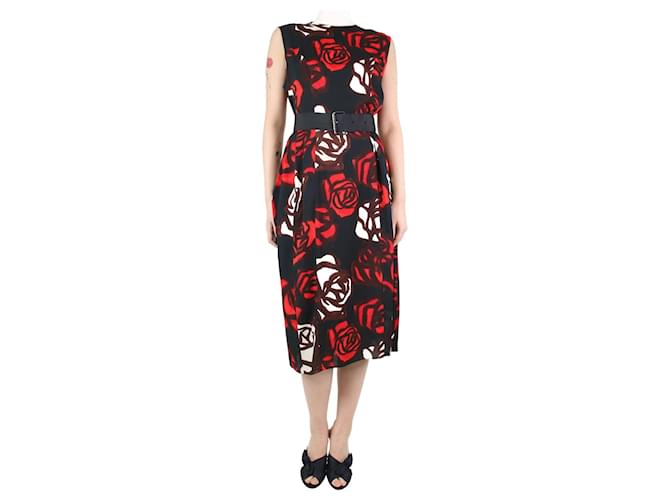 Marni Black sleeveless floral dress - size UK 10 Viscose  ref.1232793
