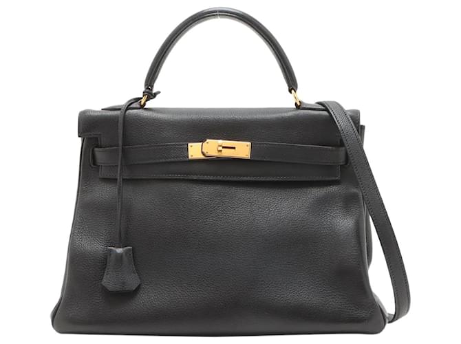 Hermès Black Kelly vintage 1997 32 Retourne Clemence leather bag  ref.1232798