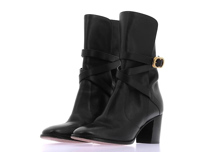 DIOR  Ankle boots T.eu 36.5 leather Black  ref.1232810
