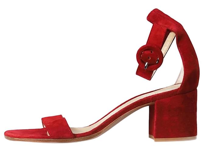 Gianvito Rossi Red suede ankle-strap heels - size EU 37  ref.1232817
