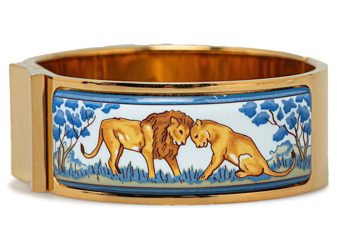 Hermès Bracciale largo Hermes Gold Safari in smalto Loquet D'oro Metallo Placcato in oro  ref.1232833