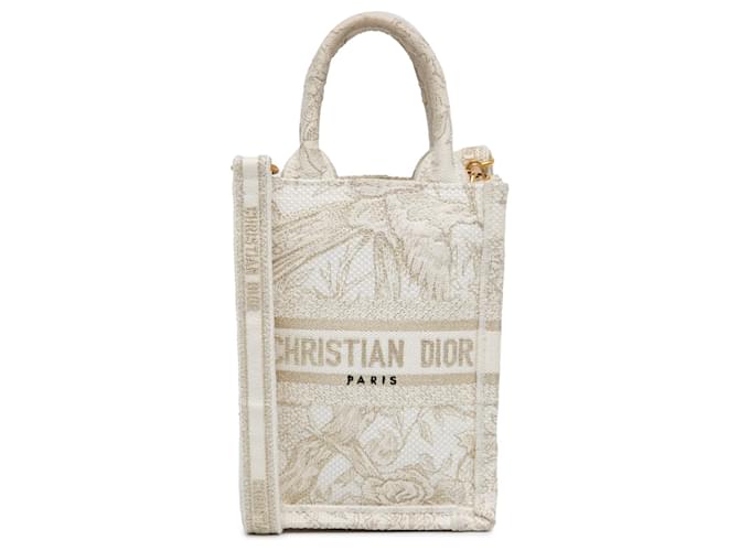 Dior White Mini Jardin D'Hiver Vertical Book Tote Cloth Cloth  ref.1232847