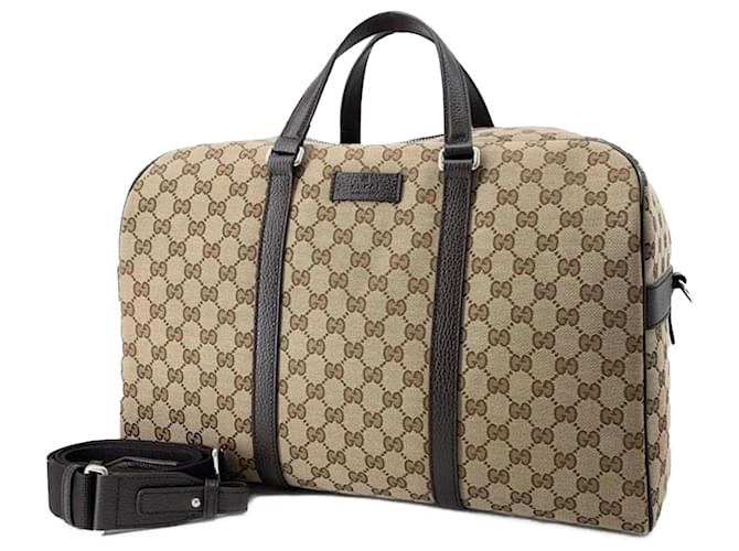 Gucci Brown GG Canvas Travel Bag Leather Cloth Pony-style calfskin Cloth  ref.1232852